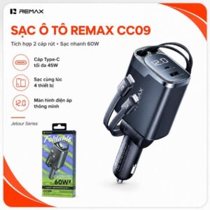 Cốc/ Củ sạc xe ô tô 60W Remax CC09 Led. HDDT. (G.itx2)