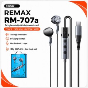 Tai nghe cắm dây Remax RM-707a Cổng Type-c (tích hợp sound card). HDDT