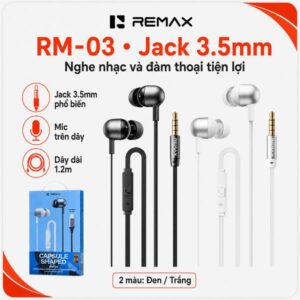 Tai nghe cắm dây Remax RM-03 Cổng 3.5. HDDT