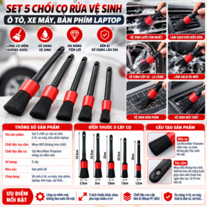 Set 5 Chổi Cọ Rửa Vệ Sinh Ô Tô, Xe Máy, Bàn Phím Laptop