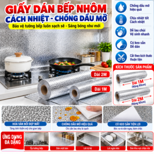 Giấy Dán Bếp Nhôm Cách Nhiệt Dài 1Mx0.6M. (GDN/T.Hưng)