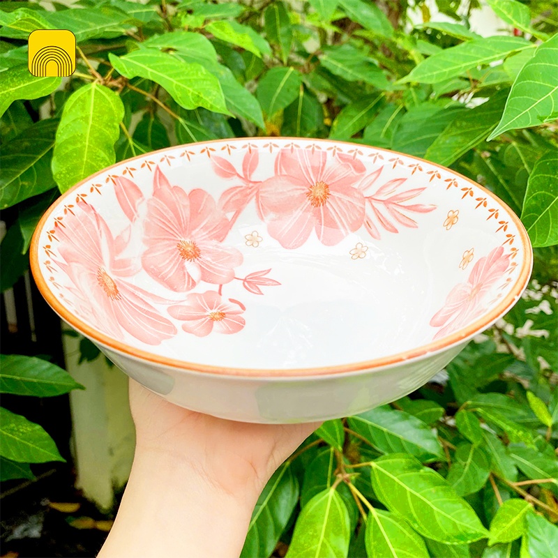 [60] Tô sứ hàng không AUROMA Hồng 7 inch