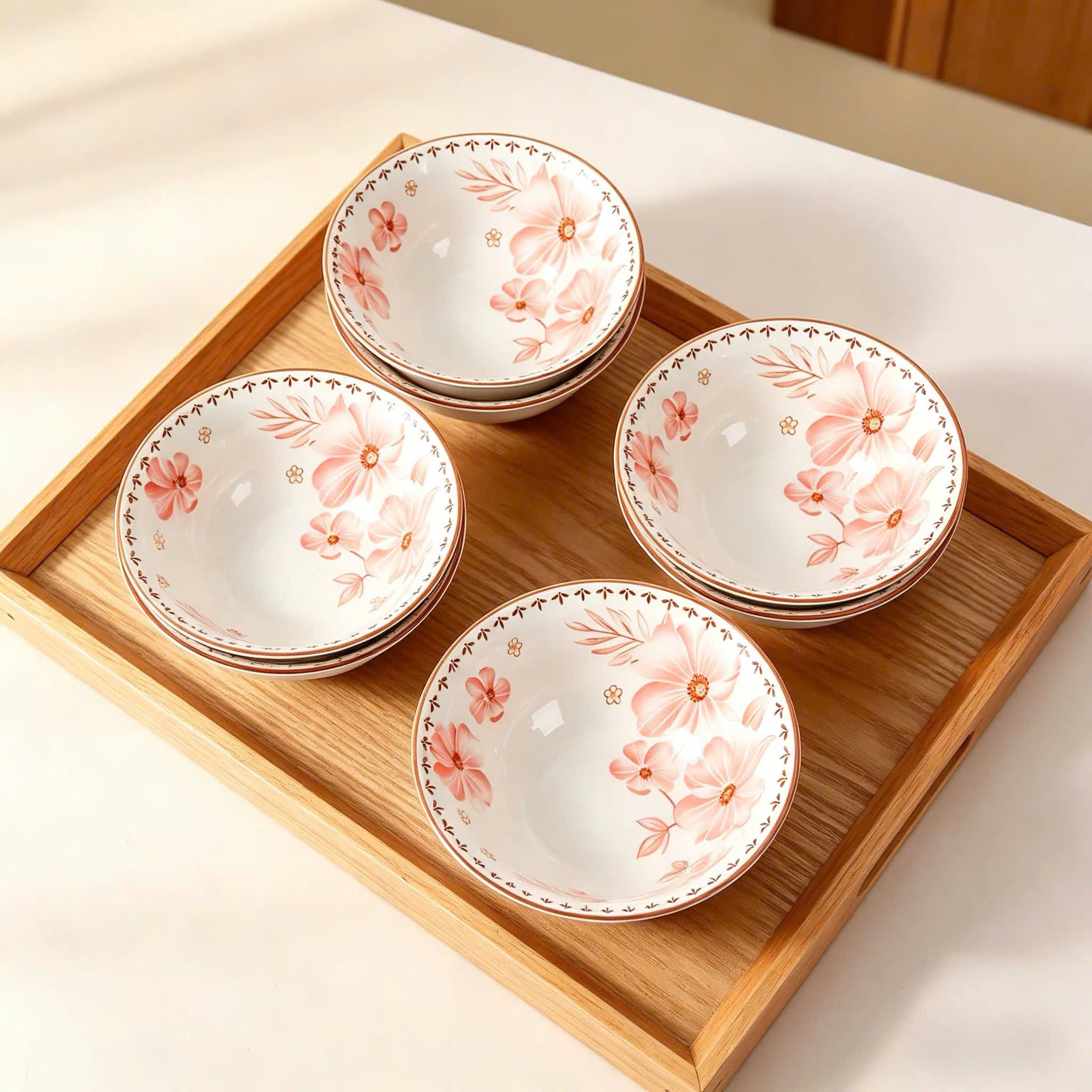 [60] Tô sứ hàng không AUROMA Hồng 7 inch