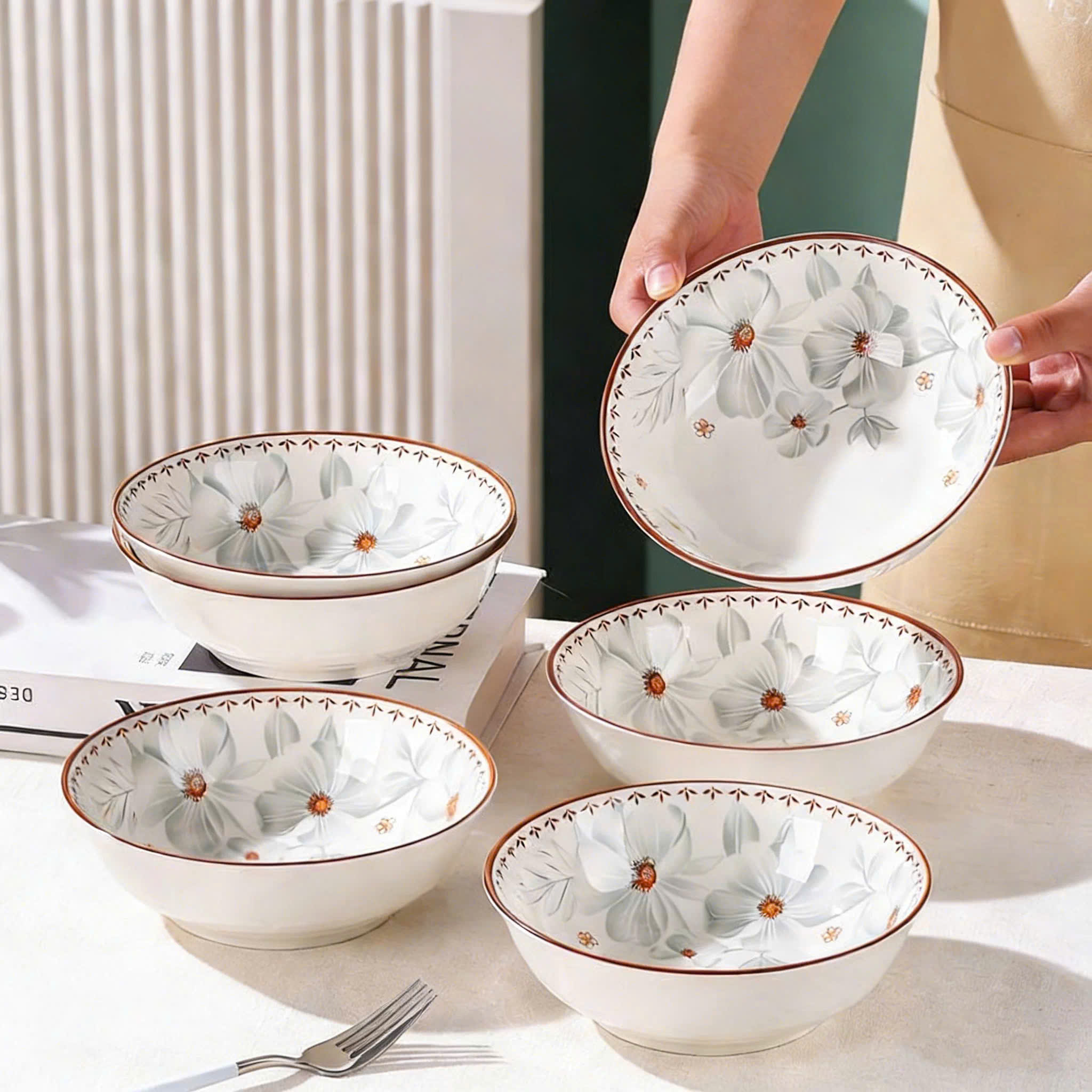 [60] Tô sứ hàng không ELEGANCE Bạc 7 inch