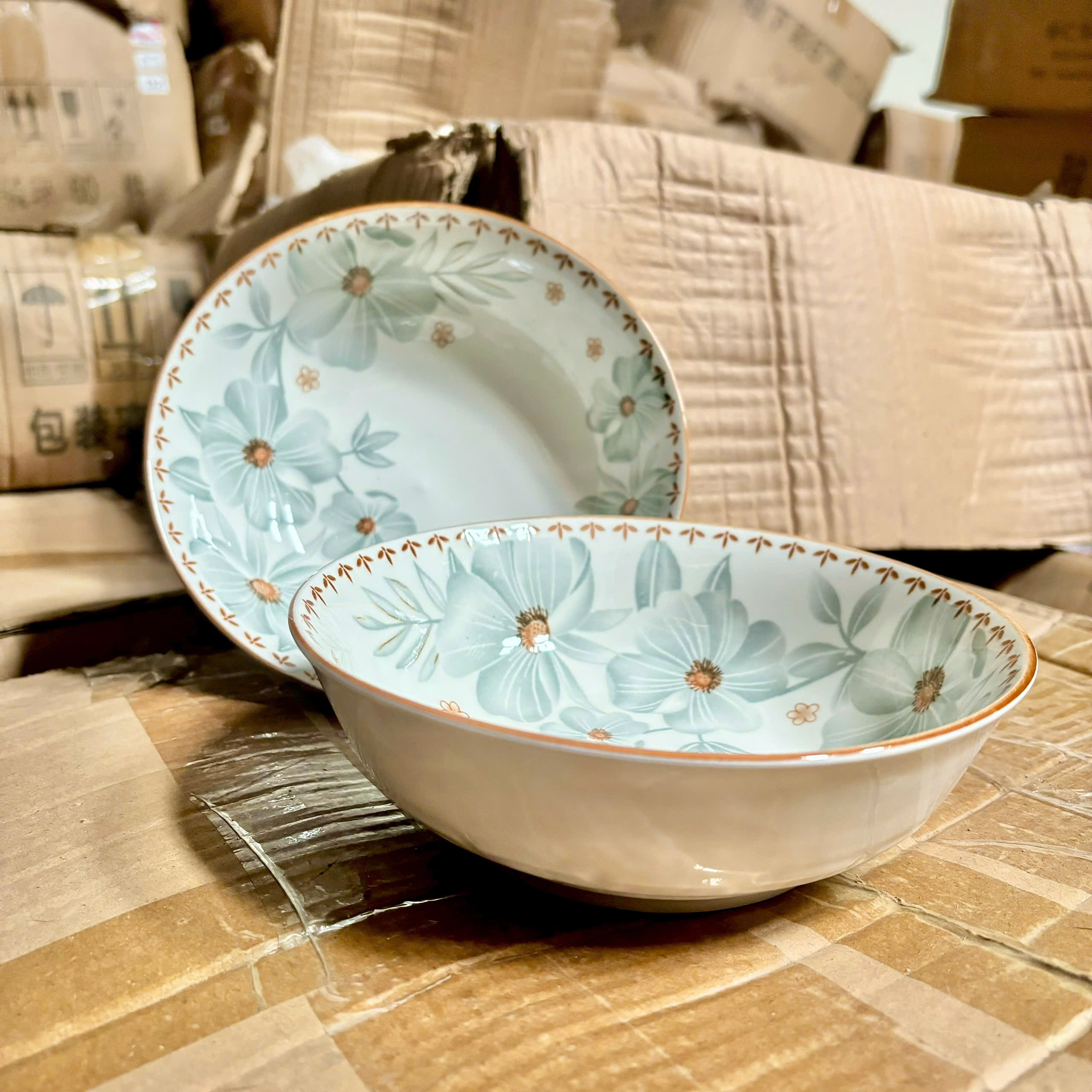 [60] Tô sứ hàng không ELEGANCE Bạc 7 inch