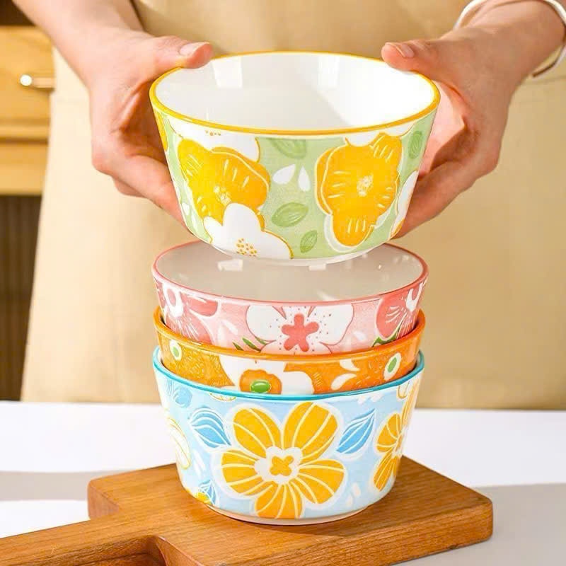 [108] Chén Sứ Họa Tiết Hình Hoa 4.5inch (V+)