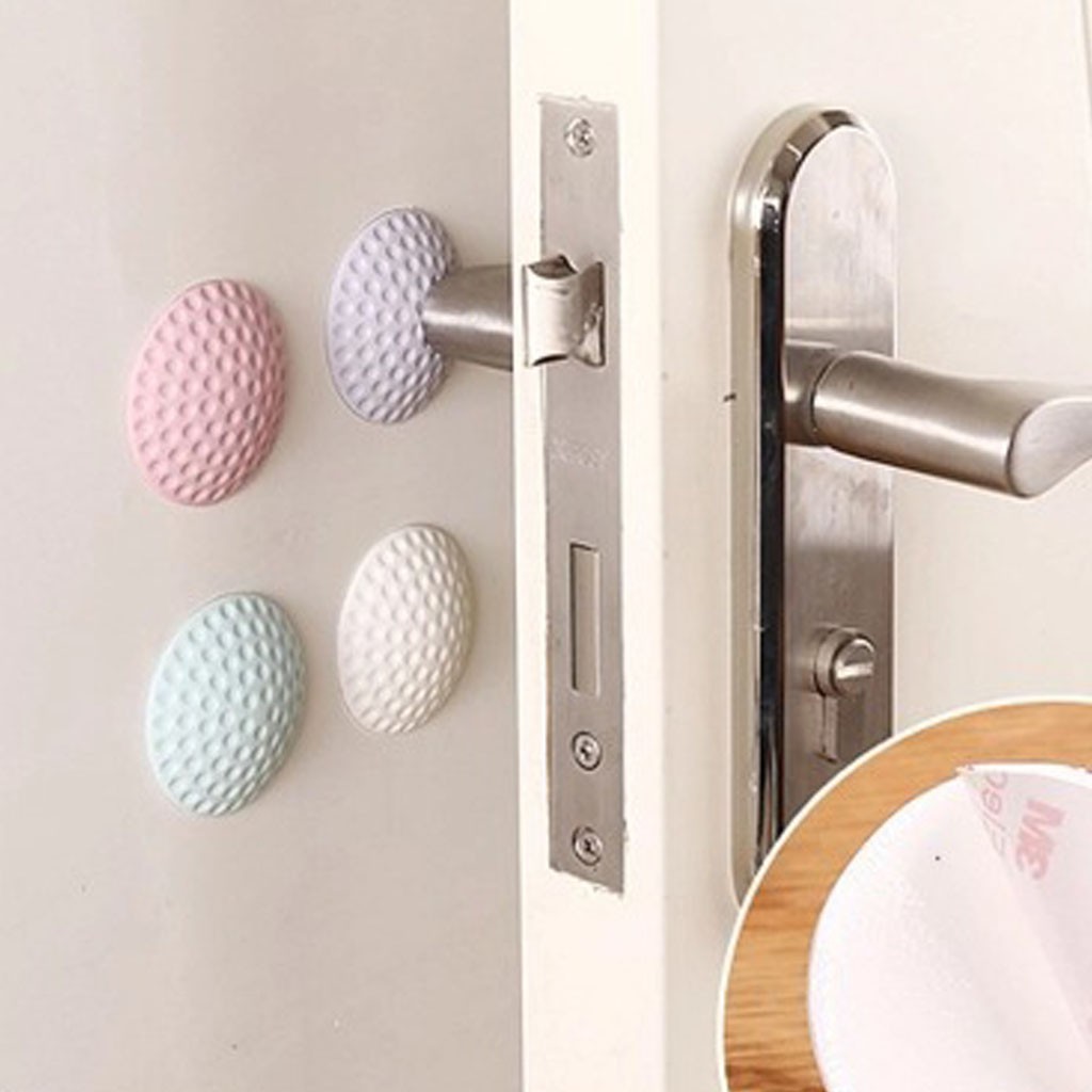 4pcs Pelindung Gagang Pintu Bahan Karet Bulat Pengaman Engsel Pelindung Gagang Pintu