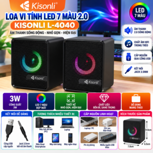 Loa Vi Tính Led 7 Màu 2.0 Kisonli L-4040. HDDT