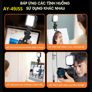 Đèn led selfie kẹp trợ sáng 3 chế độ AY-49JSS