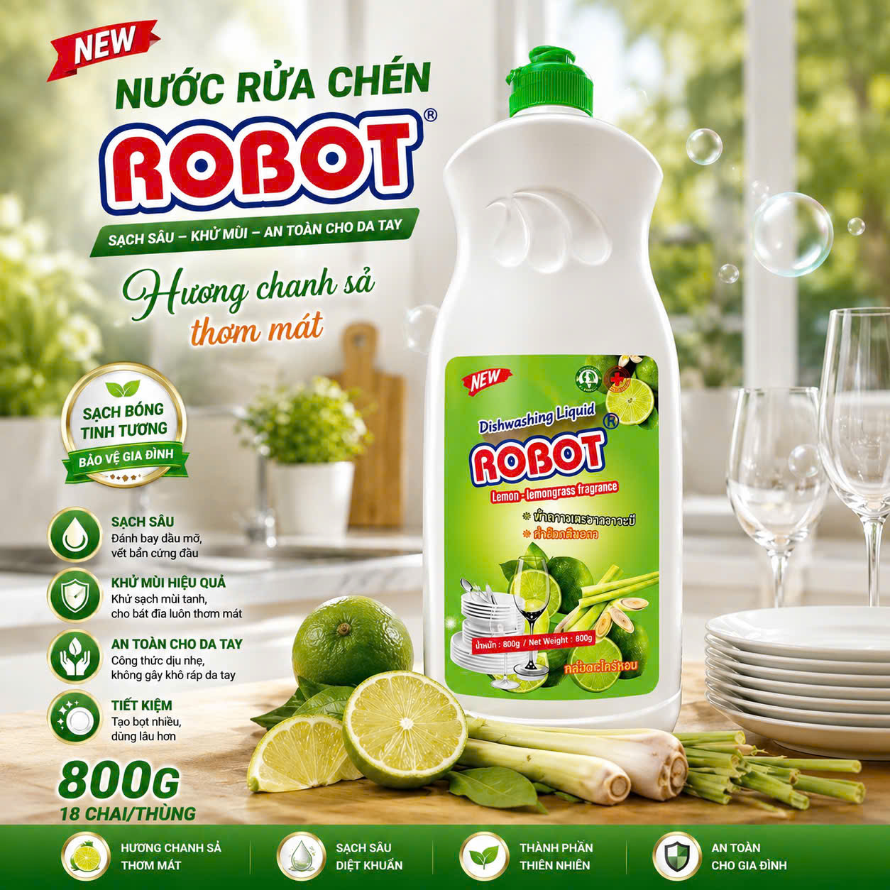 [30] Nước Rửa Chén ROBOT 800g