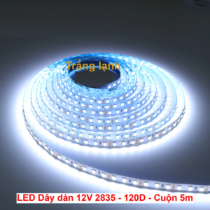 Dây đèn led dán 2835 12V 120 led 10W 5M Sáng Trắng