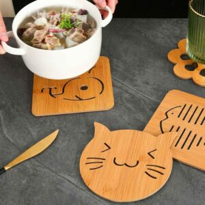 Miếng lót Nồi Bằng Gỗ (lớn) Và Miếng lót ly gỗ nhiều hình nhỏ...HDDT