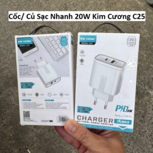 Cóc Sạc Nhanh 20W Kim Cương C25 (USB+C)