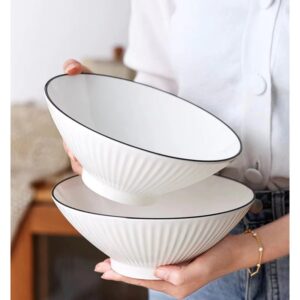 Bát/ Tô Sứ Loe Size 8 (20cm) Trắng Viền Đen