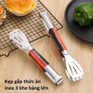 Kẹp gắp thức ăn inox 3 khe bảng lớn 29cm. (G.mi)