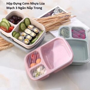 Hộp Đựng Cơm Nhựa Lúa Mạch 3 Ngăn Nắp Trong. (G.mi)