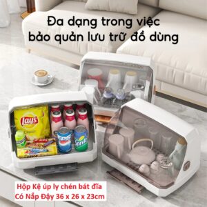 Hộp Kệ úp ly chén bát đĩa Có Nắp Đậy 36 x 26 x 23cm