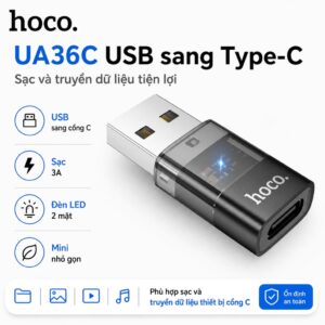 Đầu Chuyển Đổi Hoco UA36C USB Ra (Type-c Cái) Trong Suốt