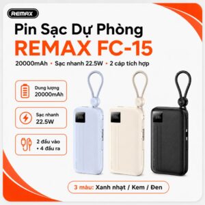 Pin dự phòng sạc nhanh 22.5W Remax FC-15 20.000mah. HDDT. G.itx2