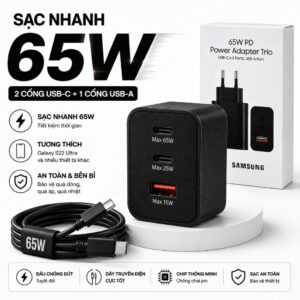 Bộ Sạc Nhanh 65W Samsung 3 Cổng Sạc Linh Kiện
