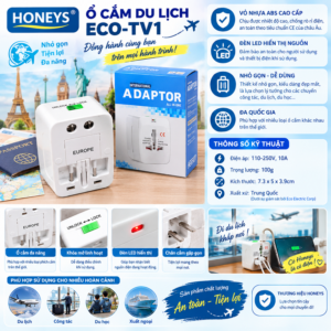 Ổ Cắm Du Lịch Honeys ECO-TV1...HDDT