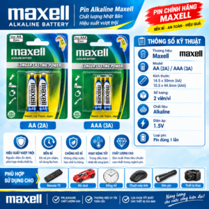 Vỉ 2 Pin AA (2A)/ AAA (3A) Maxell Alkaline