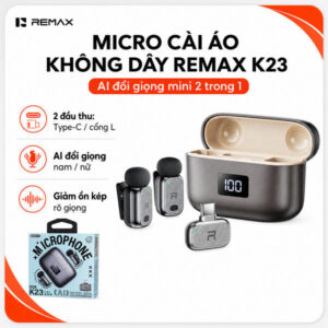 Bộ 2 Micro Thu Âm Cài Áo Remax K23 Type-c Đổi Giọng AI. G.itx3