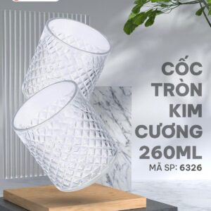 Ly tròn kim cương trong Hokori 6326. 260ml. GDN