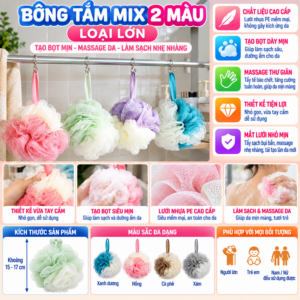 Bông Tắm Mix 2 Màu Loại Lớn. (GMi)