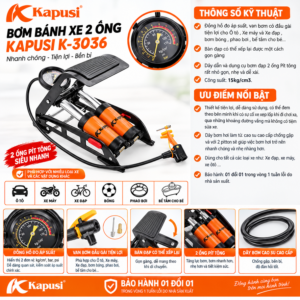 Bơm Bánh Xe 2 Ống Kapusi K-3036