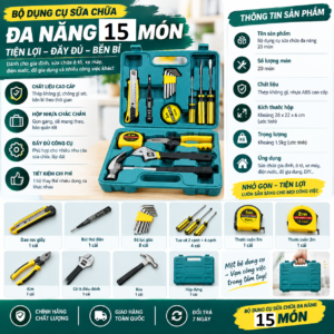 Bộ Dụng Cụ Sửa Chữa 15 Món ( Hộp Lớn)..HDDT