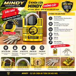 Ổ Khóa Mindy 5 Phân (Màu Vàng). Chống Cắt///HB