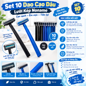 Set 10 dao cạo dâu lưỡi kép noname. (KSWT)