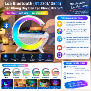 Loa Bluetooth (BT 2301/ G500) Sạc Không Dây Đèn Tạo Không Khí 3in1