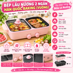 Bếp lẩu nướng 2 ngăn Hàn Quốc Baking (vuông). KSWT