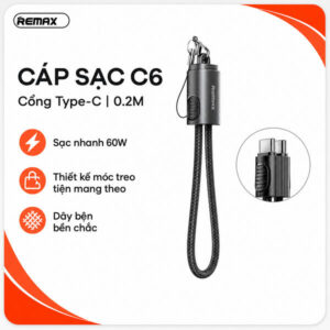 Cáp Sạc Nhanh 65W Remax RC-C6 C-C (2 Đầu Type-c)