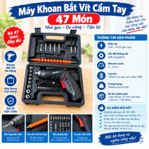 Máy Khoan Pin Sạc Bắt Vít Cầm Tay 47 Món. (KSWT)