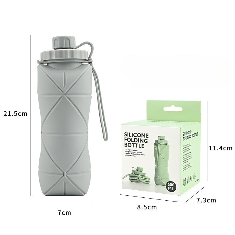 [Rẻ] Bình nước silicone gấp gọn 600ml, phù hợp thể thao, du lịch
