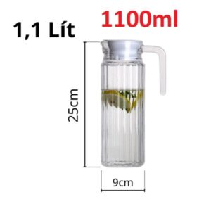 Bình thủy tinh đựng nước có quai vuông 1100ml/ 1L1
