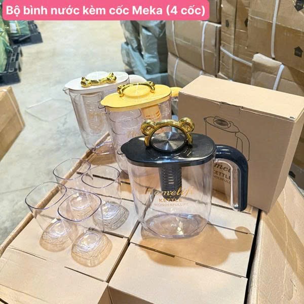 Bộ Bình Nước Kèm 4 Cốc Meka Cao Cấp - Tổng Kho Gia Dụng Sỉ