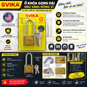 Ổ Khoá Svika Gọng Dài Màu Vàng đóng Vỉ 4 Phân (mua hộp 20 cái giảm 10%)