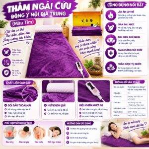 Thảm Đệm Ngải Cứu đông Y Nội địa Trung (Màu Tím). KSWT