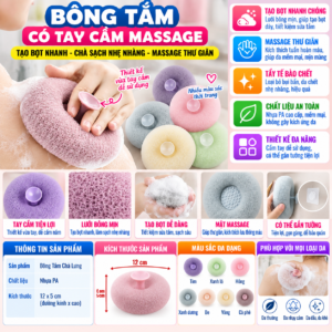 Bông Tắm Có Tay Cầm Massage. K.châu