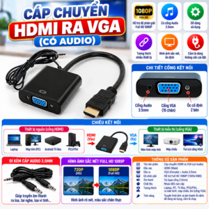 Cáp Chuyển HDMI ra VGA (có Audio)