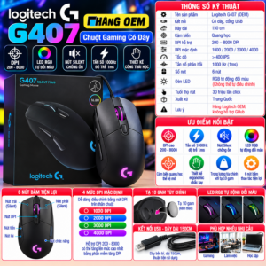 Chuột Máy Tính Có Dây Logitech G407 (Hàng OEM)