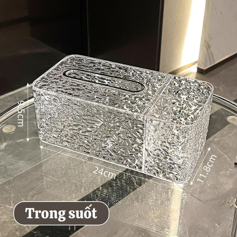 Hộp Đựng Khăn Giấy Vân Kim cương trong suốt kèm khay đựng đồ để bàn họa tiết thỏ sang trọng | Shopee Việt Nam