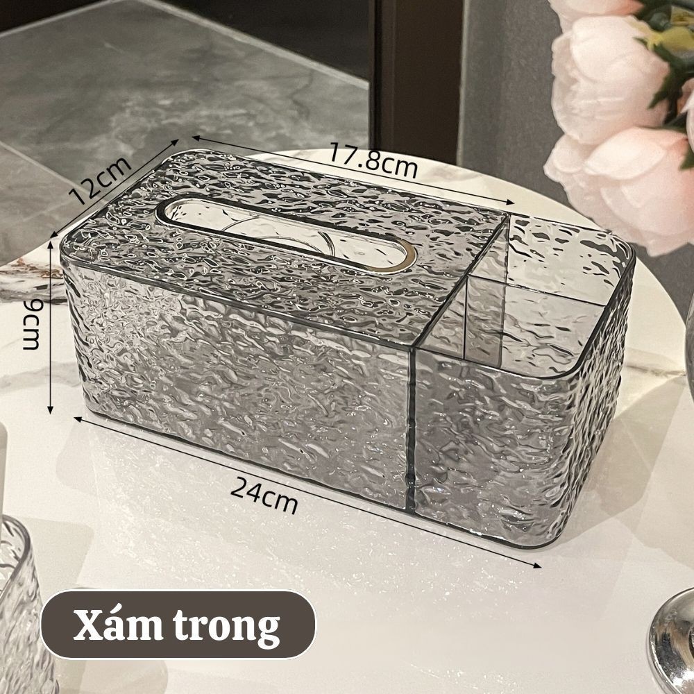 Hộp Đựng Khăn Giấy Vân Kim cương trong suốt kèm khay đựng đồ để bàn họa tiết thỏ sang trọng | Shopee Việt Nam