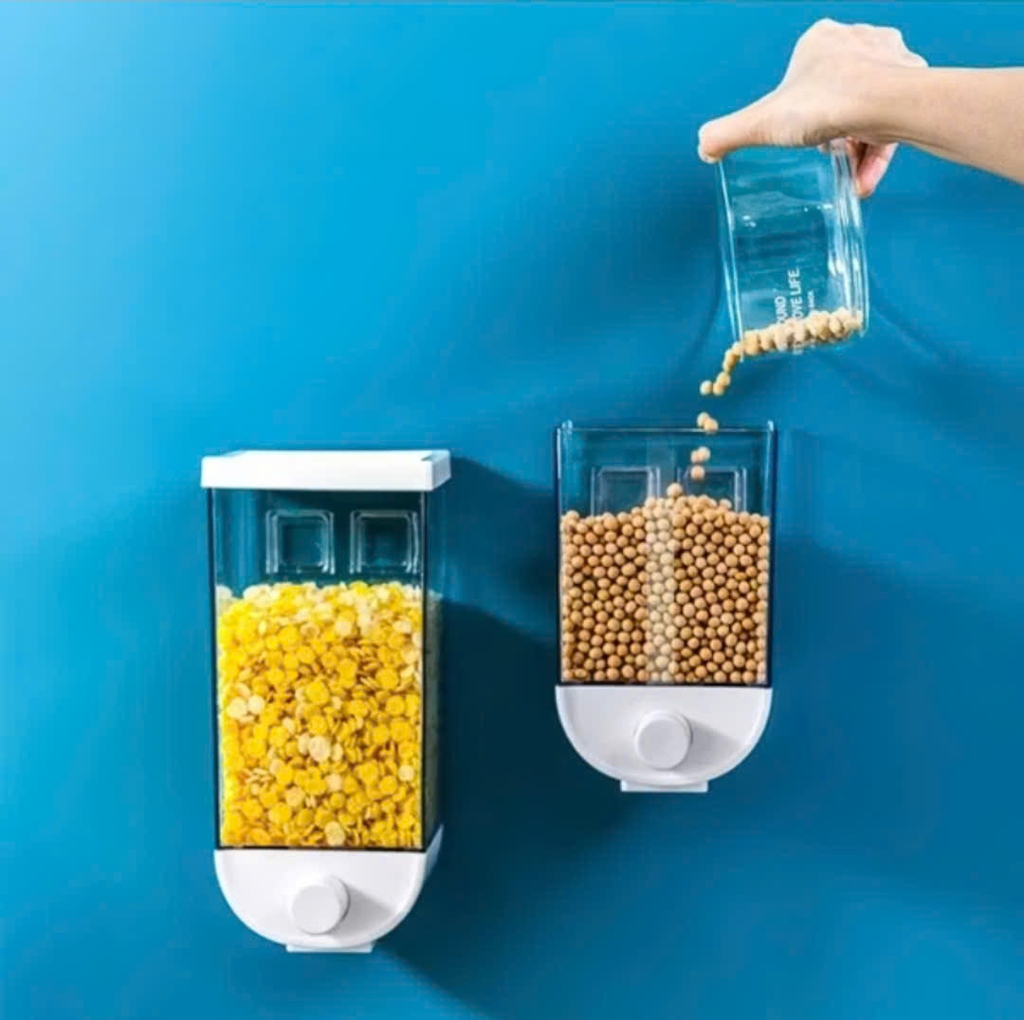 Hộp đựng hạt ngũ cốc gắn tường có nút ấn tự động nhả 1000ml