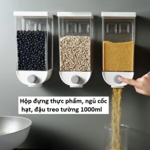 Hộp đựng thực phẩm, ngủ cốc, hạt, đậu treo tường 1000ml. KSWT