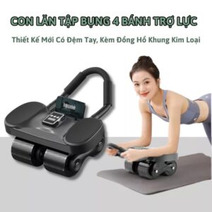 Con lăn tập bụng 4 bánh Có trợ lực+đồng hồ+giá đỡ T92. KSWT